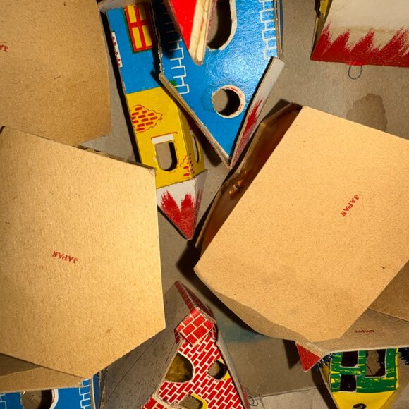 Antique Putz Sleepy Christmas Village 12 House Set Lights do not work Japan Read - Picture 8 of 10